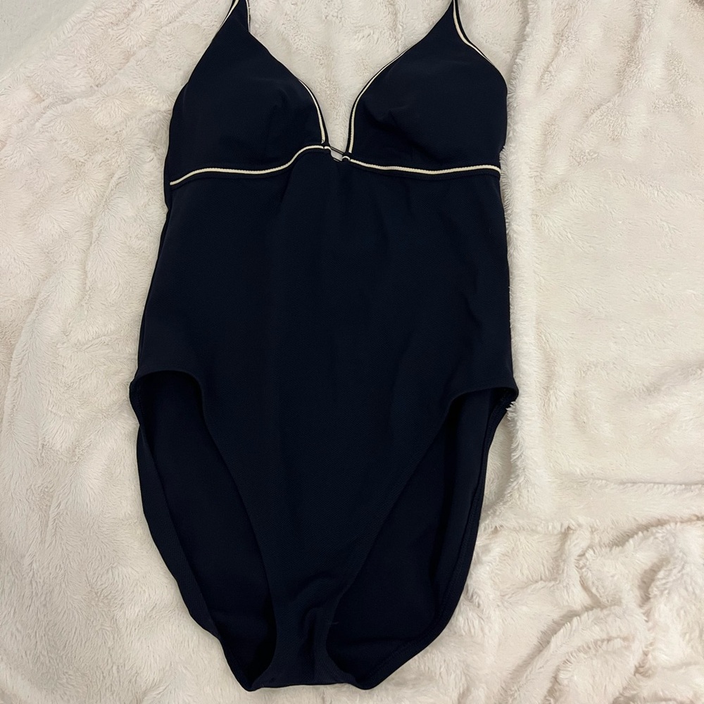 Náutica Navy BlueOne-Piece Swimsuit with White Trim